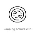 outline looping arrows with broken line vector icon. isolated black simple line element illustration from user interface concept. Royalty Free Stock Photo