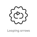 outline looping arrows vector icon. isolated black simple line element illustration from user interface concept. editable vector Royalty Free Stock Photo