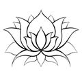 Outline lotus. Delicate water flower. Natural sacred symbol for spa and yoga. Vector contour lily Royalty Free Stock Photo