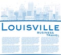 Outline Louisville Skyline with Blue Buildings and Copy Space. Royalty Free Stock Photo