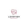 Outline Love Fish line art logo vector icon