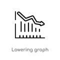 outline lowering graph vector icon. isolated black simple line element illustration from marketing concept. editable vector stroke