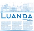 Outline Luanda Skyline with Blue Buildings and Copy Space.