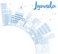 Outline Luanda Skyline with Blue Buildings and Copy Space.