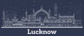 Outline Lucknow India City Skyline with White Buildings Royalty Free Stock Photo