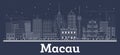 Outline Macau China City Skyline with White Buildings Royalty Free Stock Photo