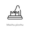 outline machu picchu vector icon. isolated black simple line element illustration from monuments concept. editable vector stroke