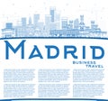 Outline Madrid Spain City Skyline with Blue Buildings and Copy S Royalty Free Stock Photo