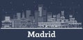 Outline Madrid Spain City Skyline with White Buildings
