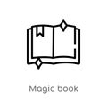 outline magic book vector icon. isolated black simple line element illustration from magic concept. editable vector stroke magic Royalty Free Stock Photo