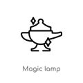 outline magic lamp vector icon. isolated black simple line element illustration from magic concept. editable vector stroke magic