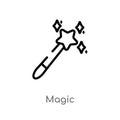 outline magic vector icon. isolated black simple line element illustration from  concept. editable vector stroke magic icon on Royalty Free Stock Photo