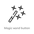 outline magic wand button vector icon. isolated black simple line element illustration from user interface concept. editable Royalty Free Stock Photo