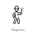 outline magician vector icon. isolated black simple line element illustration from outdoor activities concept. editable vector Royalty Free Stock Photo