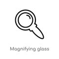 outline magnifying glass search button vector icon. isolated black simple line element illustration from user interface concept.
