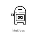 outline mail box vector icon. isolated black simple line element illustration from buildings concept. editable vector stroke mail