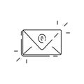 Outline mail envelope icon. Closed mail envelope icon with number zero on a white background. Email notification. Email