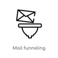 outline mail funneling vector icon. isolated black simple line element illustration from multimedia concept. editable vector