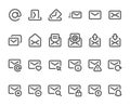 Outline mail icon. Mailbox envelope, email inbox messages and line mails icons vector set