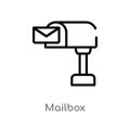 outline mailbox vector icon. isolated black simple line element illustration from real estate concept. editable vector stroke Royalty Free Stock Photo