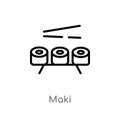 outline maki vector icon. isolated black simple line element illustration from food concept. editable vector stroke maki icon on Royalty Free Stock Photo