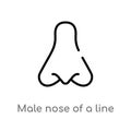 outline male nose of a line vector icon. isolated black simple line element illustration from human body parts concept. editable