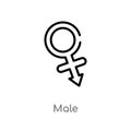 outline male vector icon. isolated black simple line element illustration from medical concept. editable vector stroke male icon