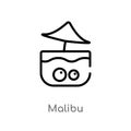 outline malibu vector icon. isolated black simple line element illustration from drinks concept. editable vector stroke malibu Royalty Free Stock Photo