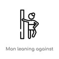 outline man leaning against the wall vector icon. isolated black simple line element illustration from people concept. editable Royalty Free Stock Photo