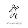 outline man partying vector icon. isolated black simple line element illustration from people concept. editable vector stroke man