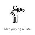 outline man playing a flute vector icon. isolated black simple line element illustration from people concept. editable vector Royalty Free Stock Photo