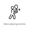 outline man playing tennis vector icon. isolated black simple line element illustration from sports concept. editable vector Royalty Free Stock Photo