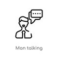 outline man talking vector icon. isolated black simple line element illustration from business concept. editable vector stroke man Royalty Free Stock Photo