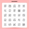 OutLine 25 Management Icon set. Vector Line Style Design Black Icons Set. Linear pictogram pack. Web and Mobile Business ideas Royalty Free Stock Photo