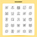 OutLine 25 Management Icon set. Vector Line Style Design Black Icons Set. Linear pictogram pack. Web and Mobile Business ideas Royalty Free Stock Photo