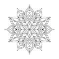 Outline Mandala for coloring book, anti-stress therapy pattern. Ethnic round elements. Hand drawn vector background.