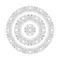 Outline Mandala, decorative round ornament for coloring