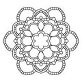 Outline Mandala. Ornamental round doodle flower isolated on white background. Royalty Free Stock Photo