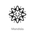 outline mandala vector icon. isolated black simple line element illustration from india concept. editable vector stroke mandala