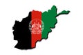 Outline map of Afghanistan with the national flag