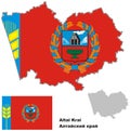 Outline map of Altai krai with flag