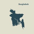 Outline map of Bangladesh. illustration.
