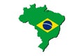 Outline map of Brazil with the national flag