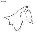 Outline map of Brunei vector design template. Editable Stroke.