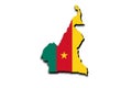 Outline map of Cameroon with the national flag