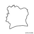 Outline map of Cote d`Ivoire vector design template. Editable Stroke.