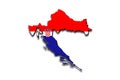 Outline map of Croatia with the national flag