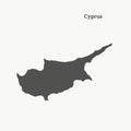 Outline map of Cyprus. illustration.