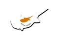 Outline map of Cyprus with the national flag