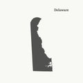 Outline map of Delaware. illustration.